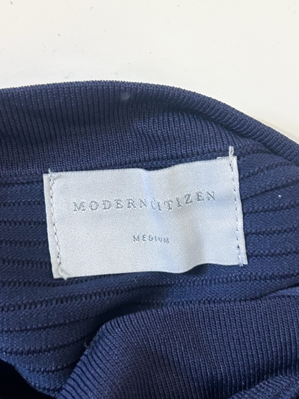 Modern Citizen Chan Ottoman Navy Rib Knit Drop Waist Tie Strap Maxi Dress Medium - Picture 7 of 8